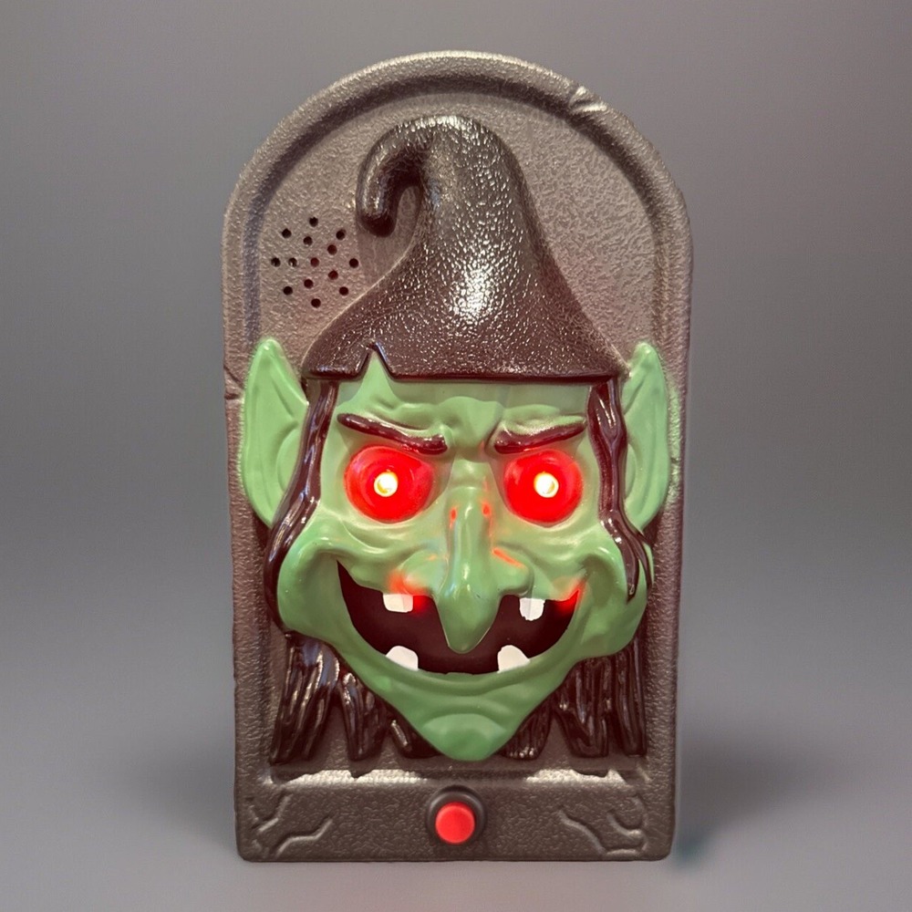 Halloween Witch Doorbell LED Lights Sounds Blinking Eyes Animated Prop